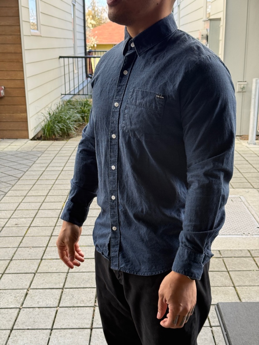 VOLCOM Navy Button-Down Men's Shirt